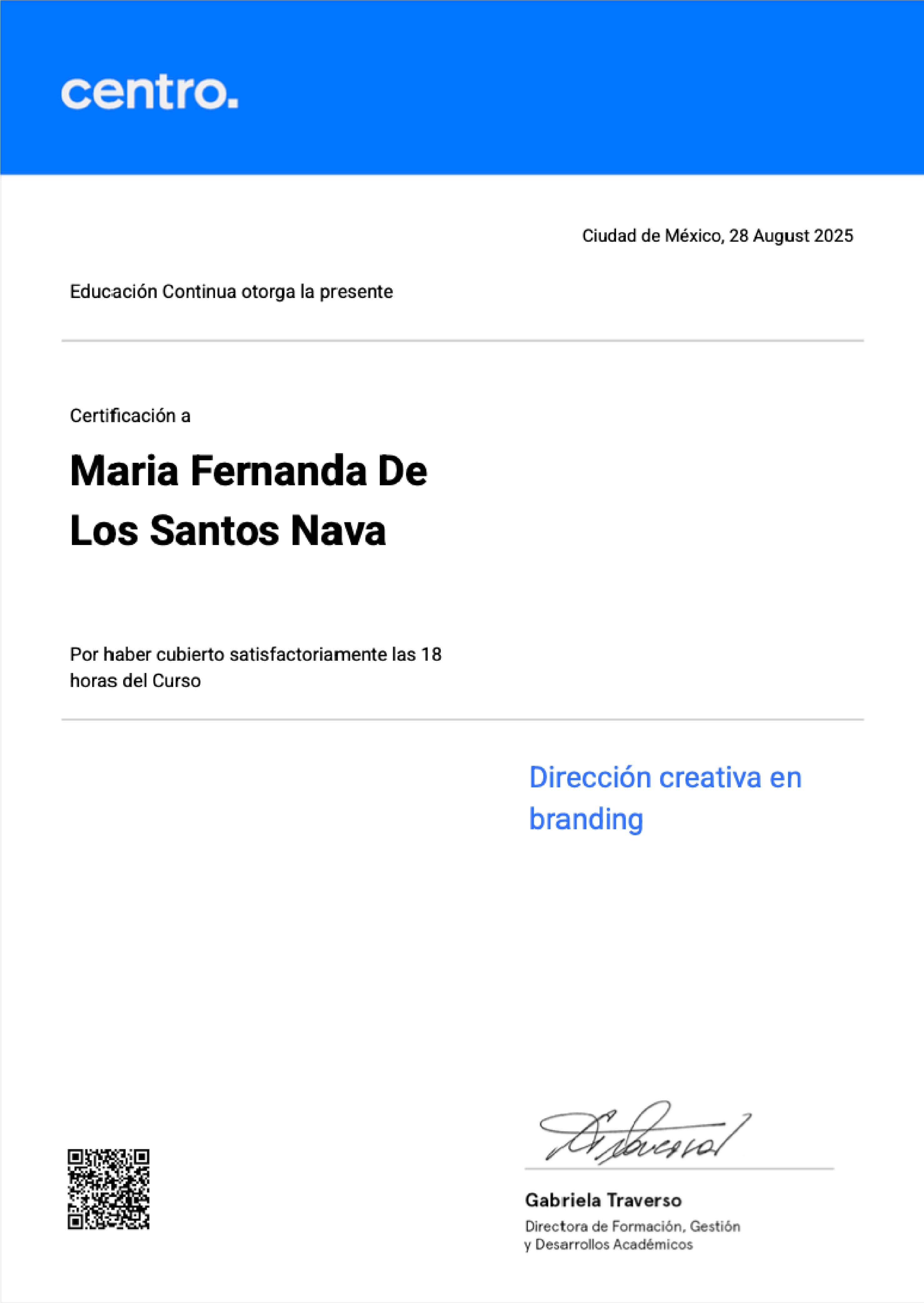 Certificado Branding Centro