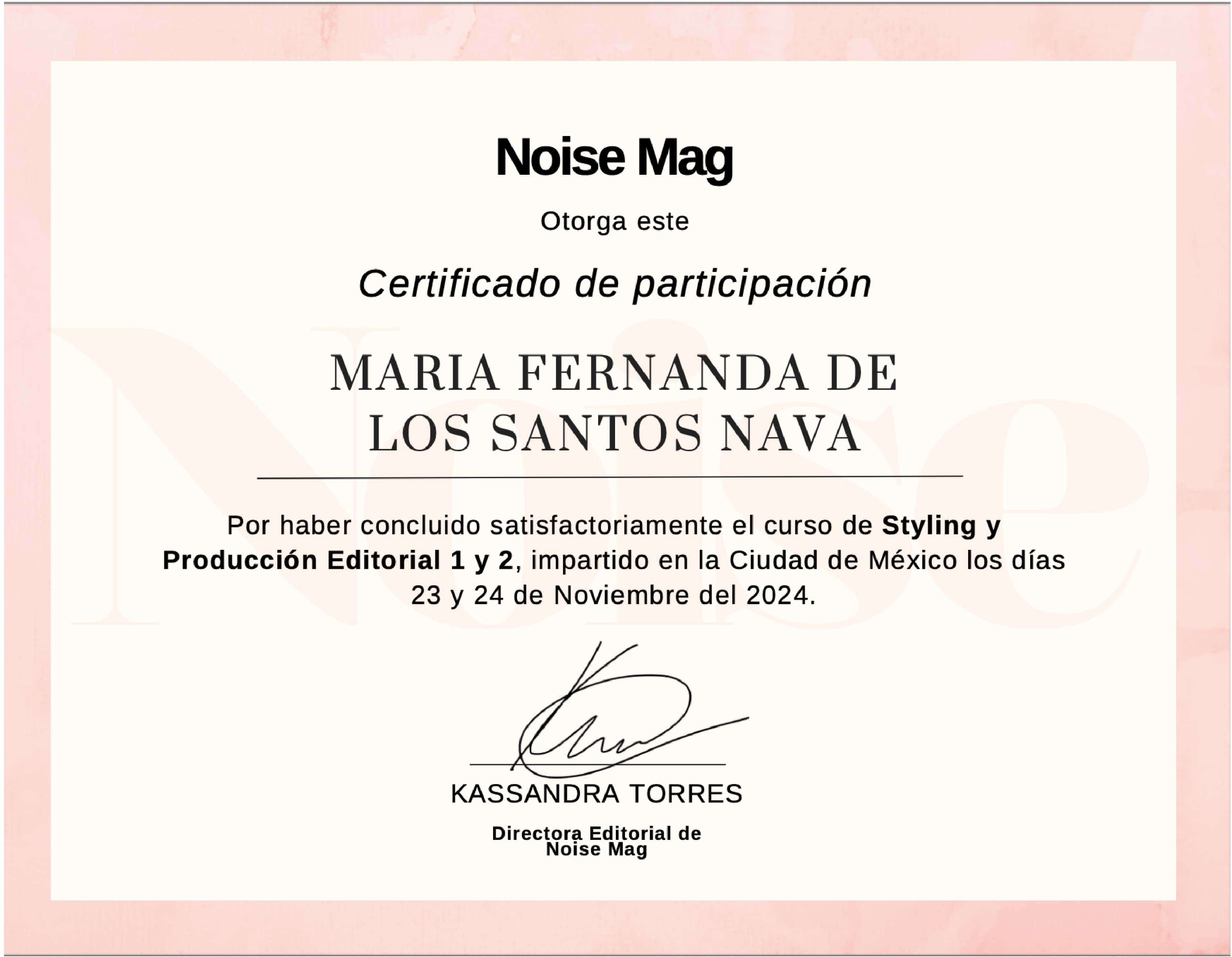 Certificado Noise Mag